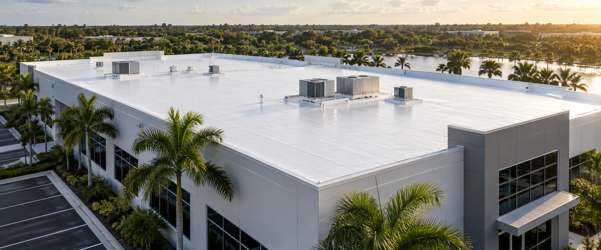 Completed commercial flat roof on a Florida building